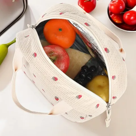 Bolsa de Almuerzo Aislemiento de Pana Portátil Bento Térmico Gran Capacidad Caja de Almuerzo Reutilizable para Mujeres Camping al Aire Libre