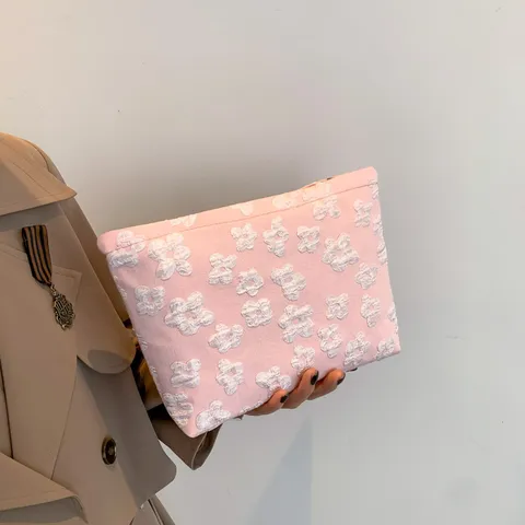 Damen Mode PU Leder Clutch Tasche Süße 3D Blumen Textur Münzbörse Tragbare Kleine Handtasche Casual Kosmetiktasche