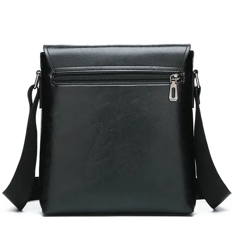 Men Casual PU Leather Crossbody Bag Vintage Business Shoulder Bag Portable Flap Messenger Bag For Daily Travel