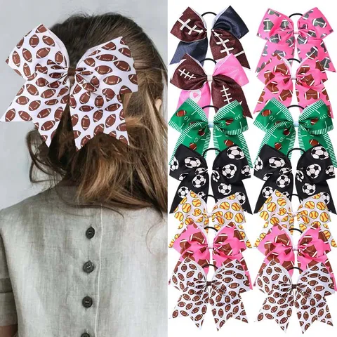 Children's Sports Ball Pattern Swallowtail Bow Hair Tie Cute Elastic Hair Band Kids Daily Hair Accessories