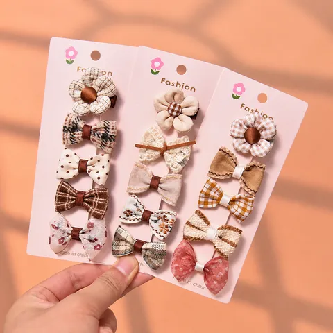 Carini Fermagli per Capelli per Neonato Fiocco in Tessuto Copricapo Frangia Bambino Tessuto Completamente Avvolto Set Accessori