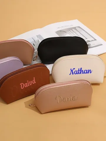 Borsa per Trucchi a Conchiglia in Pelle PU Borsa da Viaggio alla Moda Organizzatore di Trucchi Portatile Custodia per Articoli da Toeletta con Cerniera