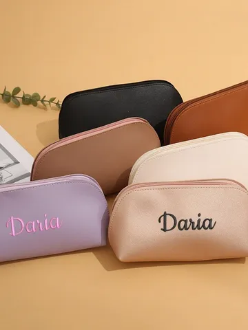 Borsa per Trucchi a Conchiglia in Pelle PU Borsa da Viaggio alla Moda Organizzatore di Trucchi Portatile Custodia per Articoli da Toeletta con Cerniera