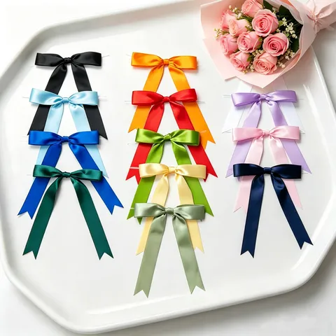 Polyester Ribbon Wire-Tie Bows Long Streamer Dovetail Bowknot For Baking Packaging Gift Wrapping DIY Crafts Party Decor