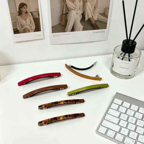 Minimalist Solid Color Resin Hair Clip Cute Geometric Spring Barrettes Hair Accessories For Women Daily Hair Styling