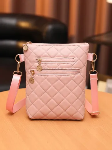 Womens Mini Crossbody Bag Fashion Quilted Shoulder Bag PU Leather Multi Zipper Phone Purse Casual Daily Handbag
