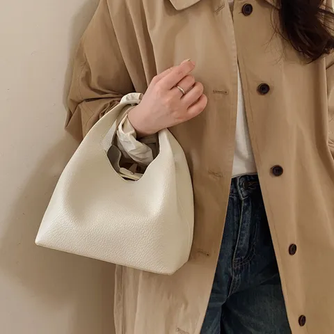 Women PU Leather Top Handle Bag Minimalist Solid Color Bucket Bag Fashion Casual Handbag Crossbody Bag