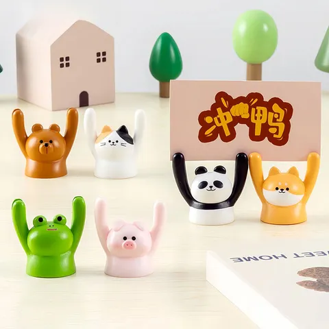 Resin Animal Memo Clip Cute Desktop Decoration Message Card Holder Business Card Photo Holder Office Home Decor