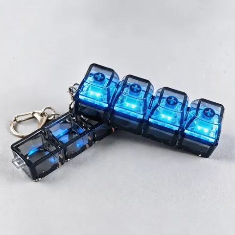 Mechanical Keyboard Switch Fidget Toy Keychain 4 Key Stress Relief Luminous Pendant