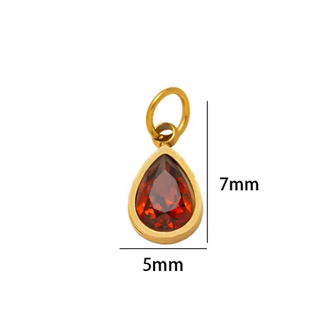Roestvrij Staal 18K Verguld Traan Hanger DIY Geboortesteen Ketting Sieraden Charm Vrouwen Accessoires Cadeau