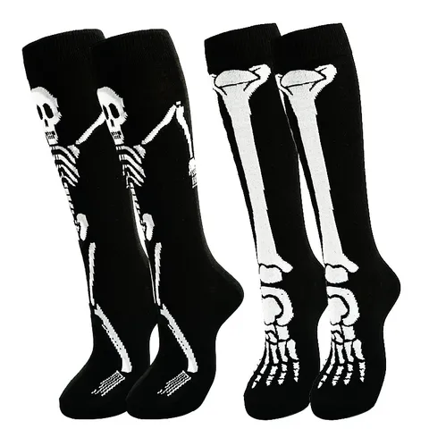 Unisex Halloween Crew Socks Funny Skull Pumpkin Vampire Witch Pattern Mid-Calf Casual Socks Fall Holiday Party Footwear