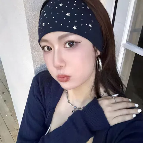Bandeau Étoile Rivet Vintage Américain pour Sport Quotidien Bande de Cheveux Élastique
