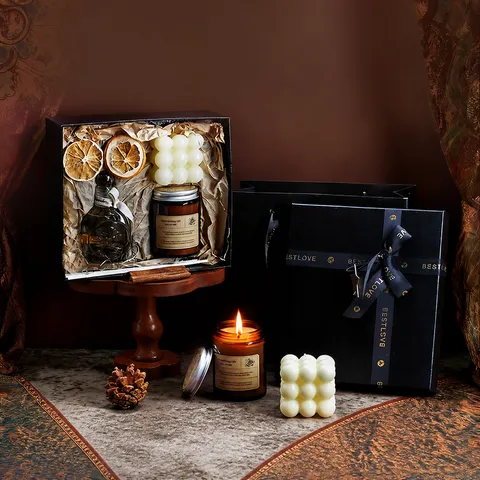 Coffret Cadeau d'Aromathérapie Bougie Parfumée Diffuseur à Roseaux Ensemble Cadeau de Parfum d'Intérieur pour Femmes