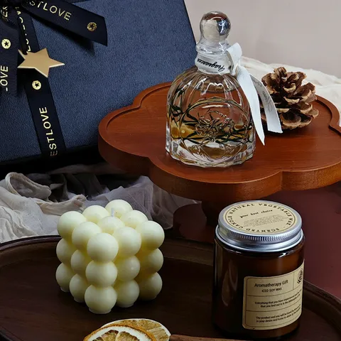 Coffret Cadeau d'Aromathérapie Bougie Parfumée Diffuseur à Roseaux Ensemble Cadeau de Parfum d'Intérieur pour Femmes
