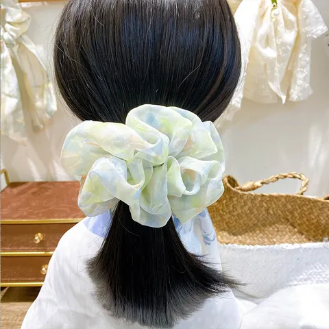 Große Batik Flauschige Chiffon Haargummis Koreanischer Stil Weiche Elastische Haarbänder Haarschmuck Für Damen