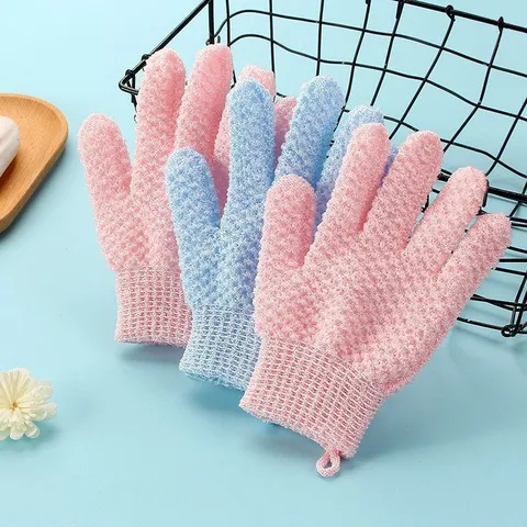 Thickened Double Sided Five Finger Exfoliating Bath Glove Body Scrub Mittens Mesh Bath Towel For Shower Spa Cleaning