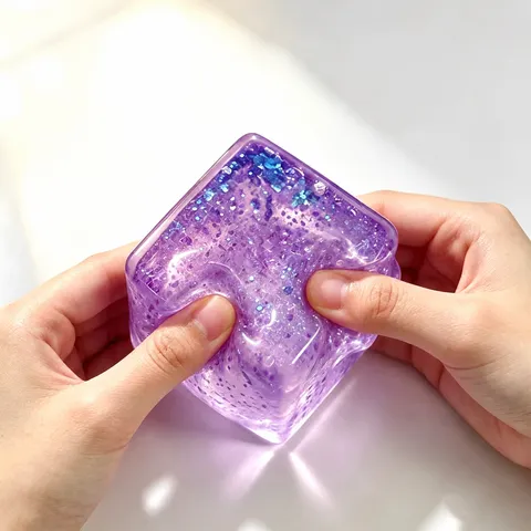 Transparent Glitter Maltose Cube Slow Rebound Squishy Toy Novelty Stress Relief Fidget Toy