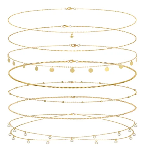 Mujeres Moda Sexy Bikini Playa Cadena De Cuerpo Cadena De Cintura Metal Multicapa Set Joyeria Accesorios