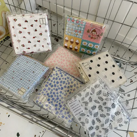 Dames Frans Vintage Katoenmix Bloemen Vierkante Sjaal Veelzijdige Halsdoek Haarband Decoratieve Hoofddoek