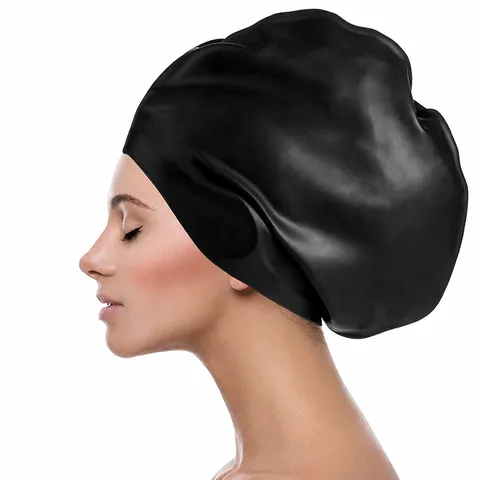 Adult Waterproof Silicone Swim Cap For Long Hair Swimming Hat Unisex Swimming Pool Sports Protective Gear