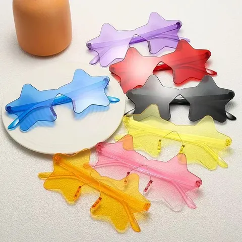 Mode Trendy Uniek Pentagram Vlam Zonnebril Randloos Nieuwigheid Feest Strand Zonnebril Voor Vrouwen Mannen