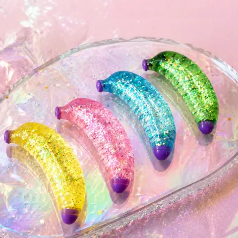 Colorful Squishy Toy Stress Relief Sensory Fidget Toy Glitter Flow Pattern Cute Animal Fruit Slow Rising Toy Gift