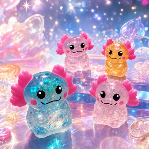 Colorful Squishy Toy Stress Relief Sensory Fidget Toy Glitter Flow Pattern Cute Animal Fruit Slow Rising Toy Gift