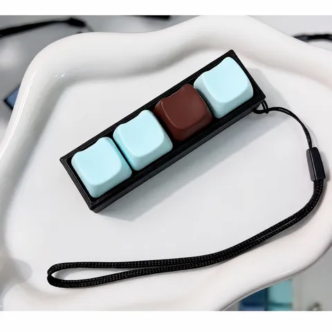 Luminous Four Key Mechanical Keyboard Fidget Clicker Stress Relief Toy Portable Desktop Decompression Keychain