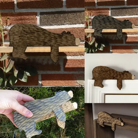 Wooden Brown Bear Black Bear Door Frame Ornament Cute Animal Door Top Decor Home Decor Wall Hanging Wooden Craft