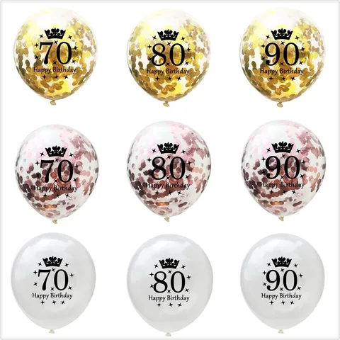 Palloncini in Lattice per Festa di Compleanno per Adulti Coriandoli Paillettes Corona Numero Stampato Palloncino Trasparente per Decorazione
