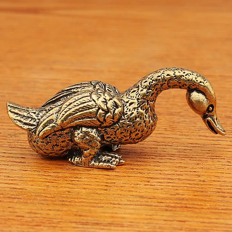 Antiguo Latón Pato Figurita Vintage Animal Té Mascota Mini Cobre Adorno Hogar Oficina Escritorio Decoración Artesanía Regalo