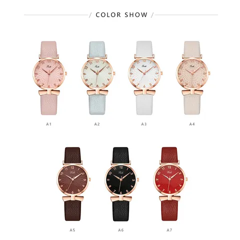 Women's Fashion Quartz Watch Casual Leather Strap Round Dial Bowknot Design Elegant Wristwatch For Ladies Girls
