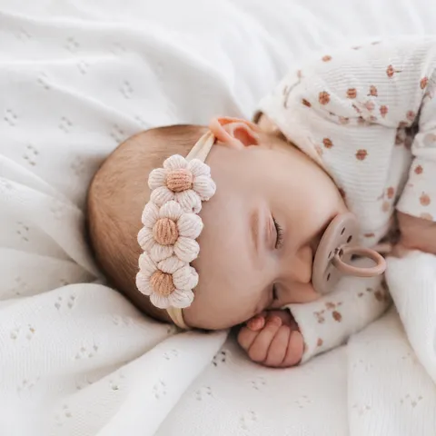 Infant Knitted Crochet Flower Nylon Headband Soft Seamless Baby Hair Accessories Newborn Photo Hair Band