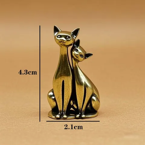 Figurita de Gatos en Pareja de Latón Retro Estatua de Animal en Miniatura Adorno de Escritorio Lindo Decoración del Hogar