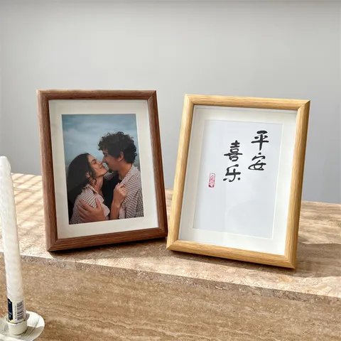 Nordic Minimalist Hollow Wooden Photo Frame Picture Frame With Clear Panel Desktop Stand And Wall Hanging Home Decor