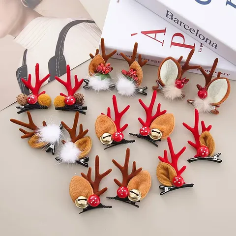 Navidad Astas de Ciervo Pinzas para el Cabello Niños Lindos Alces Horquillas Festivo Fiesta Tocado Accesorios