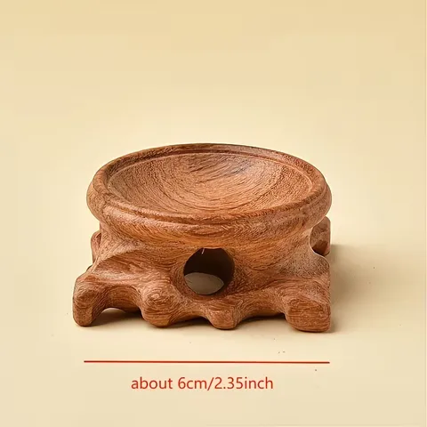 Solid Wood Crystal Sphere Base Concave Wooden Stand Carved Display Holder For Sphere Craft Home Decor