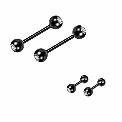 Bijou de Corps en Acier Inoxydable avec Piercing Langue Barre Industrielle et Cartilage Strass pour Femmes