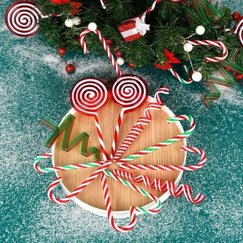 Christmas Tree Hanging Ornaments Acrylic Red White Candy Cane Lollipop Festive Holiday Home Decor Party Supplies