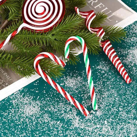 Christmas Tree Hanging Ornaments Acrylic Red White Candy Cane Lollipop Festive Holiday Home Decor Party Supplies