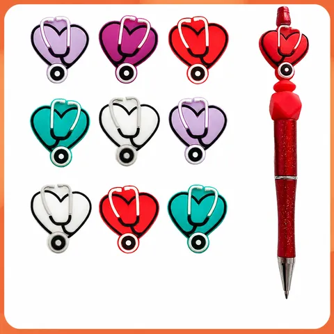 Cuentas de Estetoscopio de Silicona DIY Accesorios Cadena Chupete Mordedor Hechos a Mano Colgante Corazón Dibujos Joyería Piezas