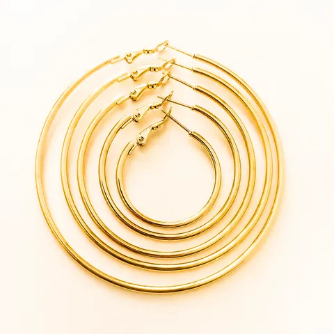 Minimalist Stainless Steel Hoop Earrings Large Round Circle Huggie Earrings Gold And Steel Color Fashion Jewelry For Women