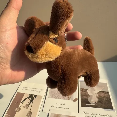 Cute Puppy Plush Pendant Keychain Stuffed Animal Doll Bag Hanging Ornament Fluffy Cartoon Animal Toy Gift