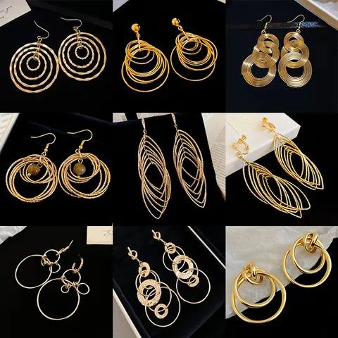 Style Européen et Américain Métal Géométrique Cercles Enroulement Croix Crochets d'Oreille Minimaliste Mode Bijoux Femmes Boucles d'Oreilles Cadeau