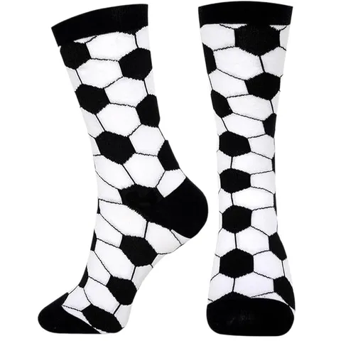 Unisex Sport Soccer Socks Breathable Combed Cotton Black And White Grid Athletic Crew Socks For Football Training