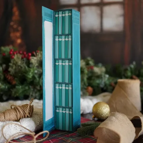 Mini Book Ornament Advent Calendar Christmas Blind Box Vintage Bookshelf Style Decorative Paper Craft Holiday Gift