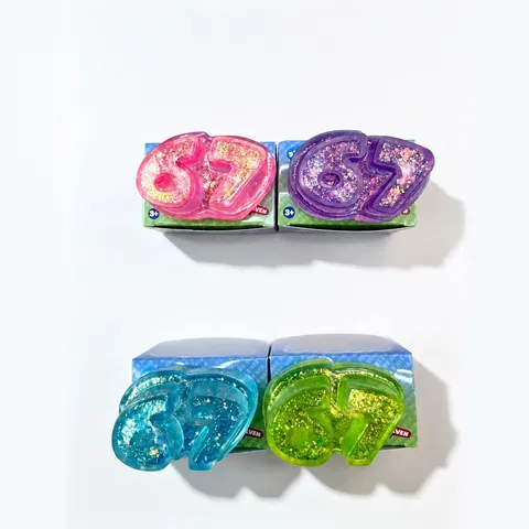 Slow Rebound Number 67 Squishy Toy TPR Glitter Stress Relief Decompression Toy Sensory Fidget Toy For Adults Kids Gift