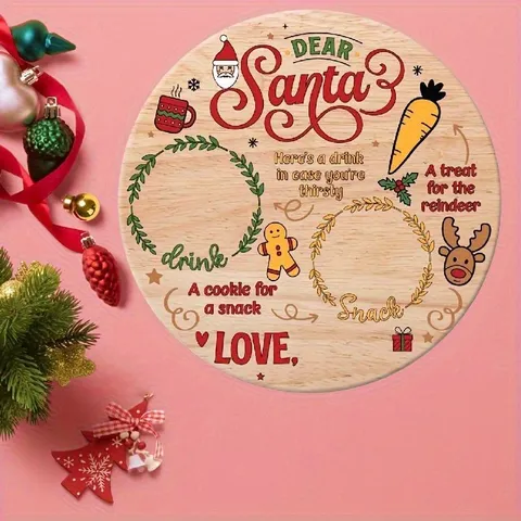 Wooden Christmas Wall Sign Hanging Plaque Santa Claus Festive Decorative Board For Holiday Home Decor