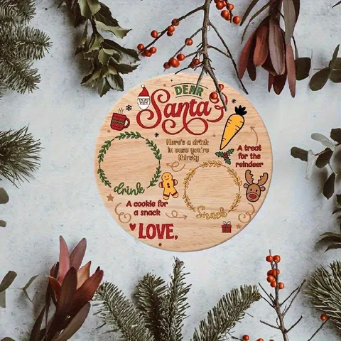 Wooden Christmas Wall Sign Hanging Plaque Santa Claus Festive Decorative Board For Holiday Home Decor