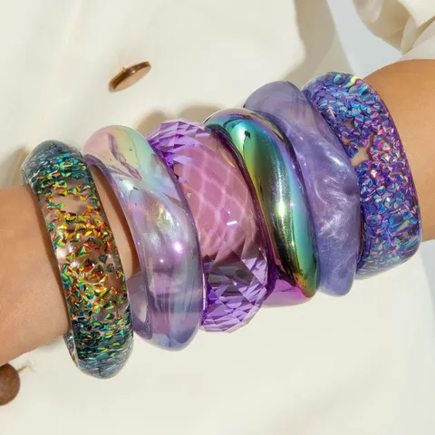 Moda Resina Largo Bracciale Stretto Geometrico Irregolare Impilabile Bracciali Polsino Gioielli Alla Moda Per Donne